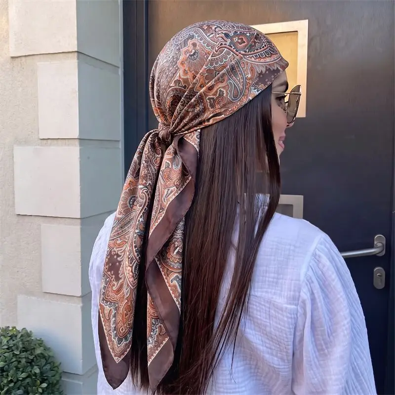 Halstuch Damen mit Paisley-Muster, als Kopftuch tragbar – Bild 2