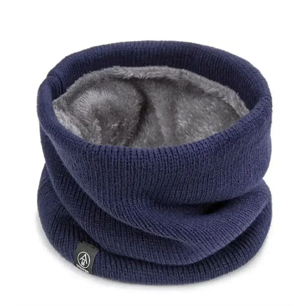 Schal Damen in Grau als gestrickter Rundschal mit Innenfutter – Bild 2