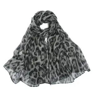 02-43 XXL Schal Damen Baumwolle-Mix mit Leopardenmuster – Bild 2