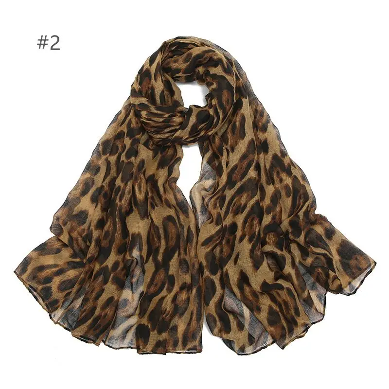 XXL Schal Damen Baumwolle-Mix mit Leopardenmuster – Camel
