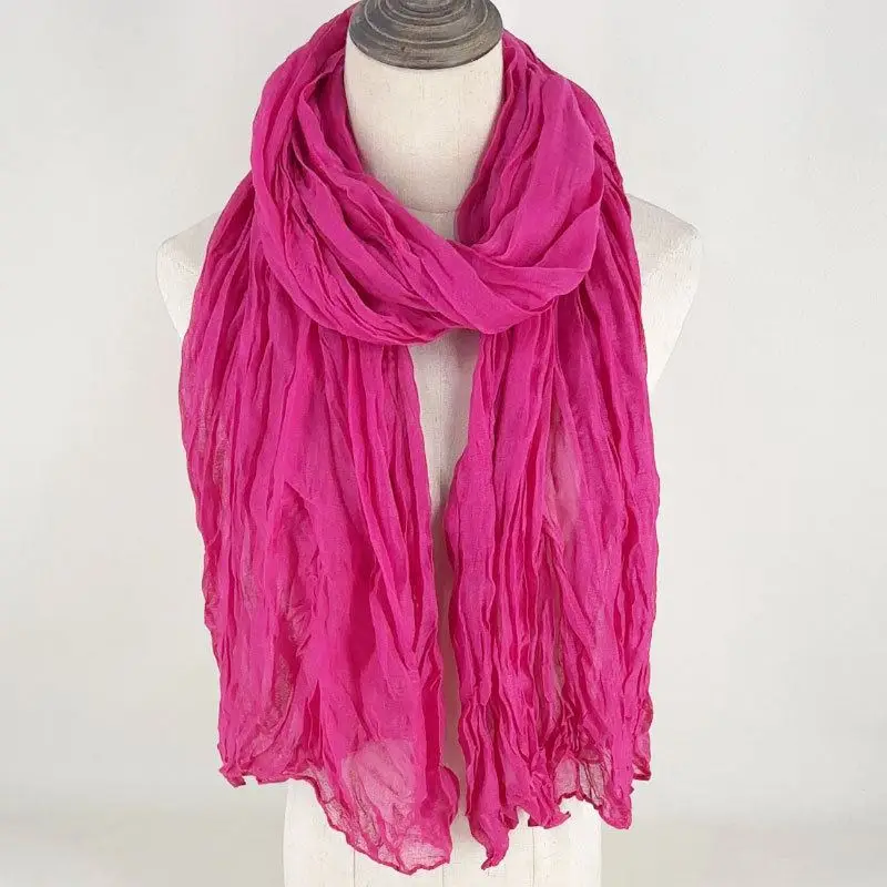 Schal Damen in Crinkle-Optik, unifarben und locker fallend – Pink