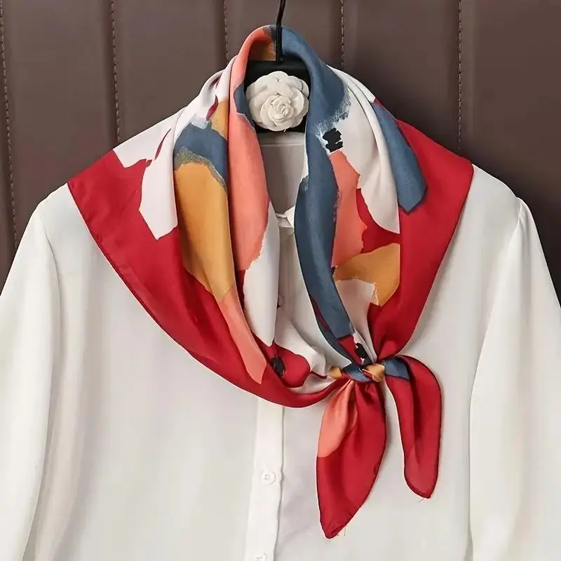 Schal Damen Halstuch quadratisch mit Blumenmuster – Rot