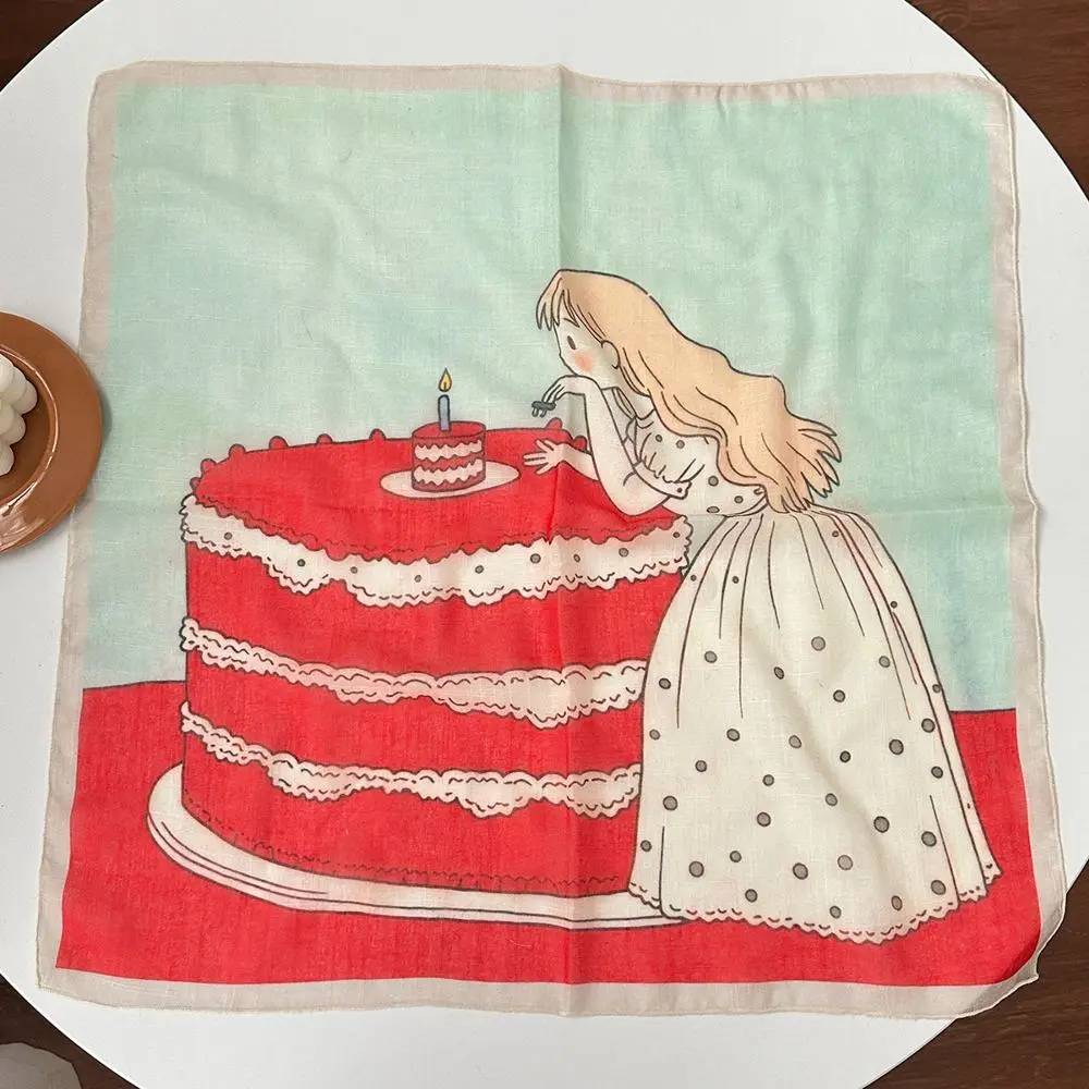 Kleines Halstuch Damen in Rot und Blau mit Blumenmotiven – Rot – Torte