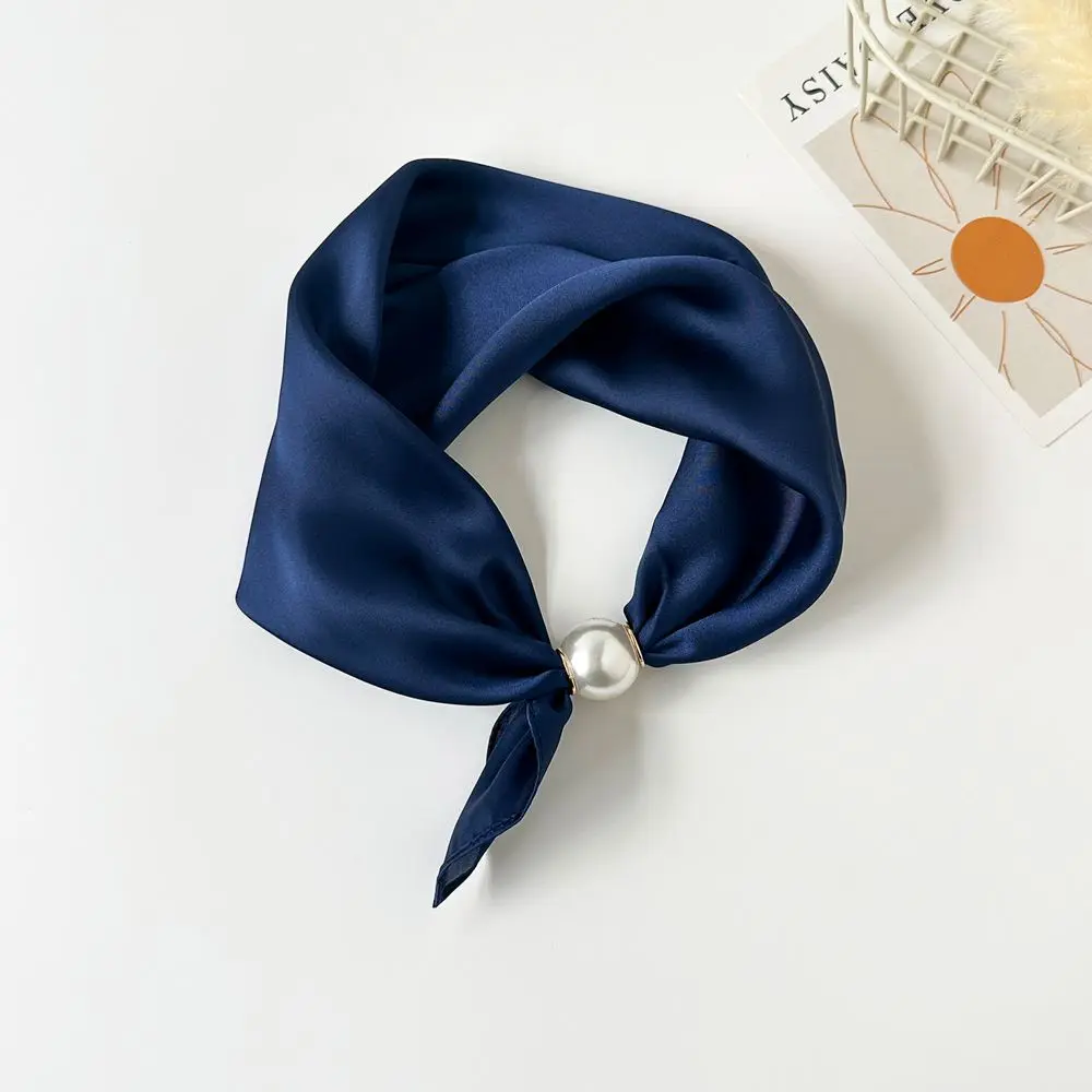 Sommerschal Damen als Tuch mit Perlenschließe – Marineblau