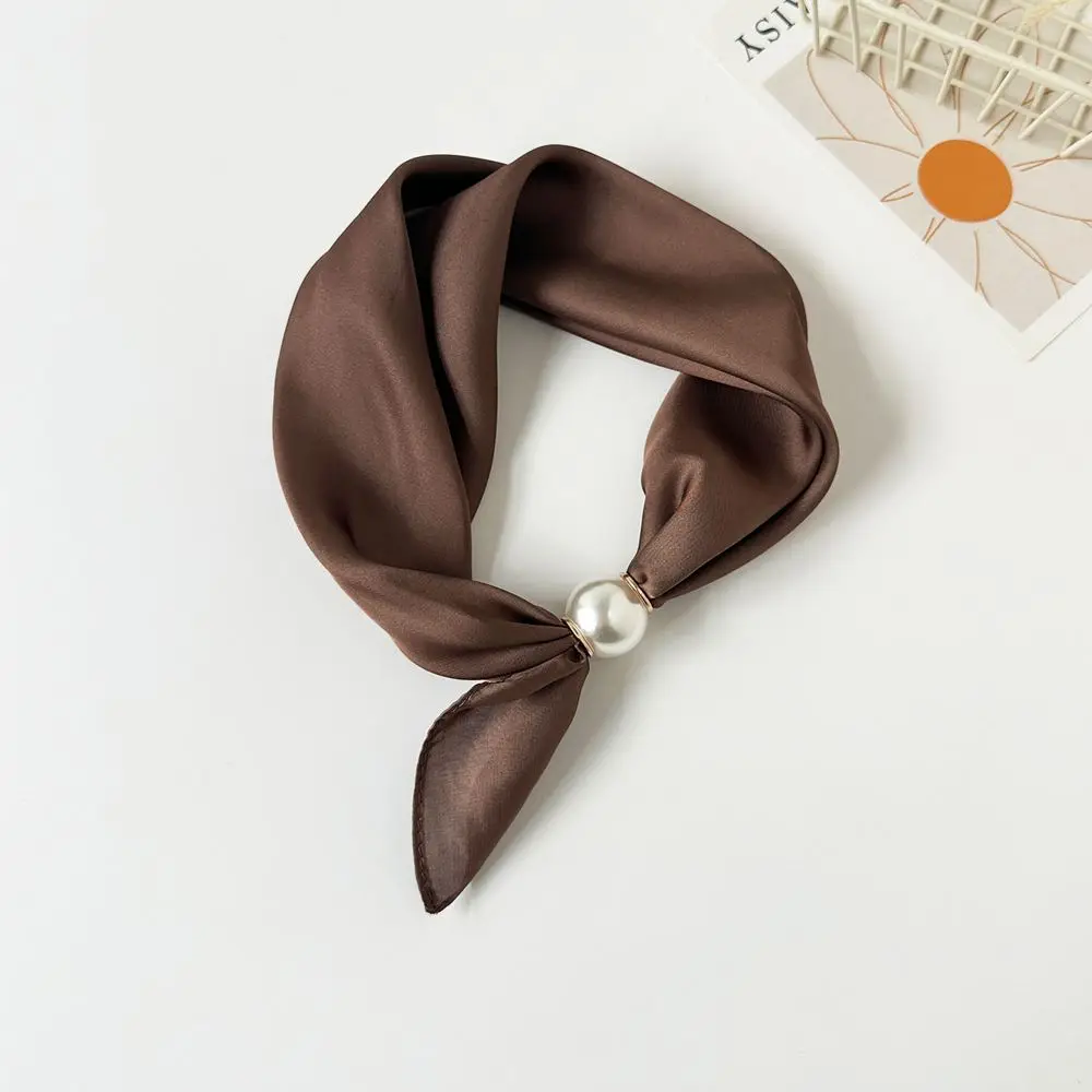 Sommerschal Damen als Tuch mit Perlenschließe – Braun – uni