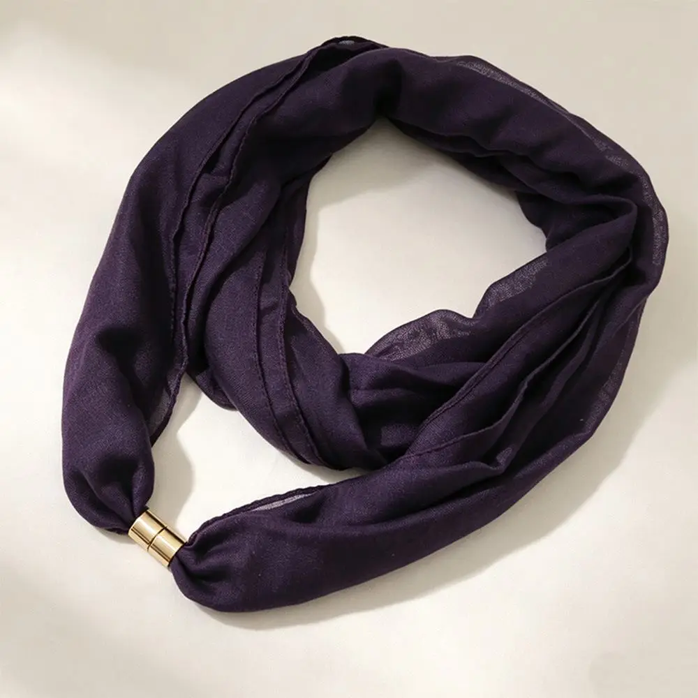 Loop Schal Damen warm mit goldfarbener Metallklammer – Lila