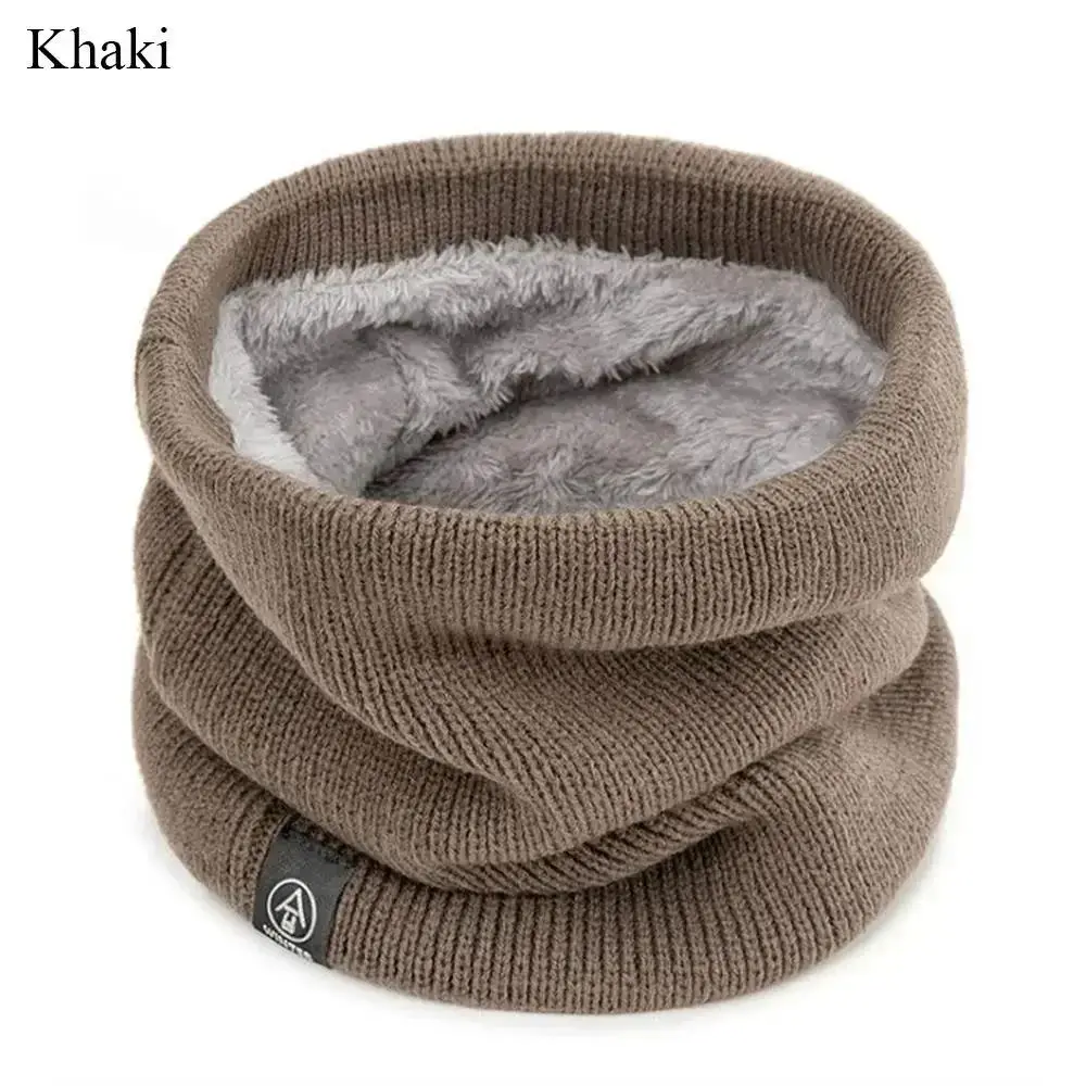 Schal Damen in Grau als gestrickter Rundschal mit Innenfutter – Braun