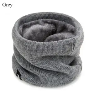 Schal Damen in Grau als gestrickter Rundschal mit Innenfutter – Grau