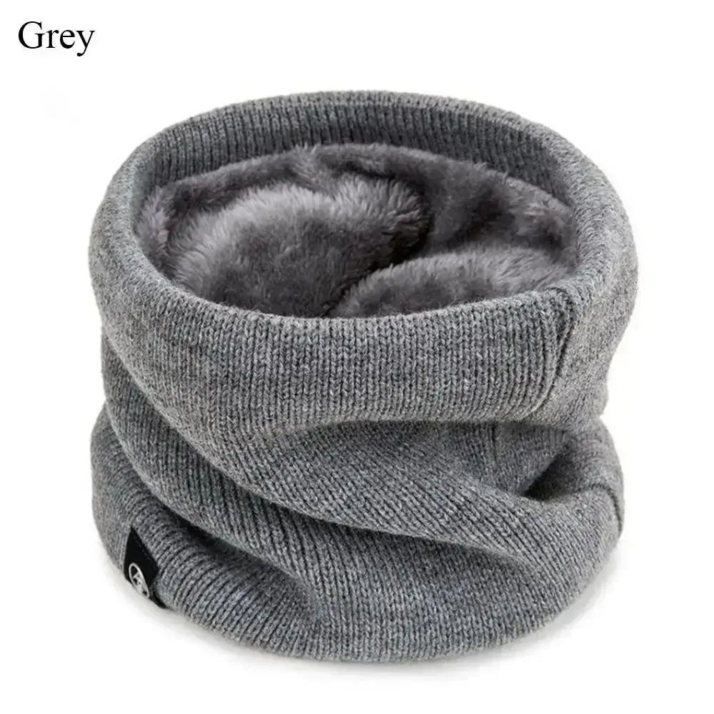 Schal Damen in Grau als gestrickter Rundschal mit Innenfutter – Grau